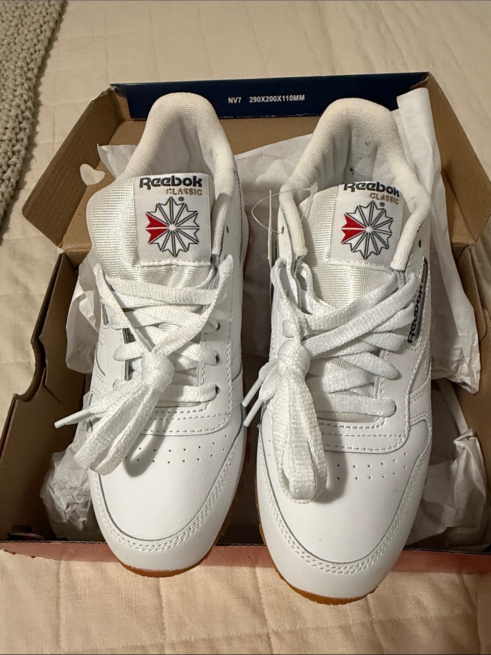 Reebok Kids White Sneakers with Red Accent